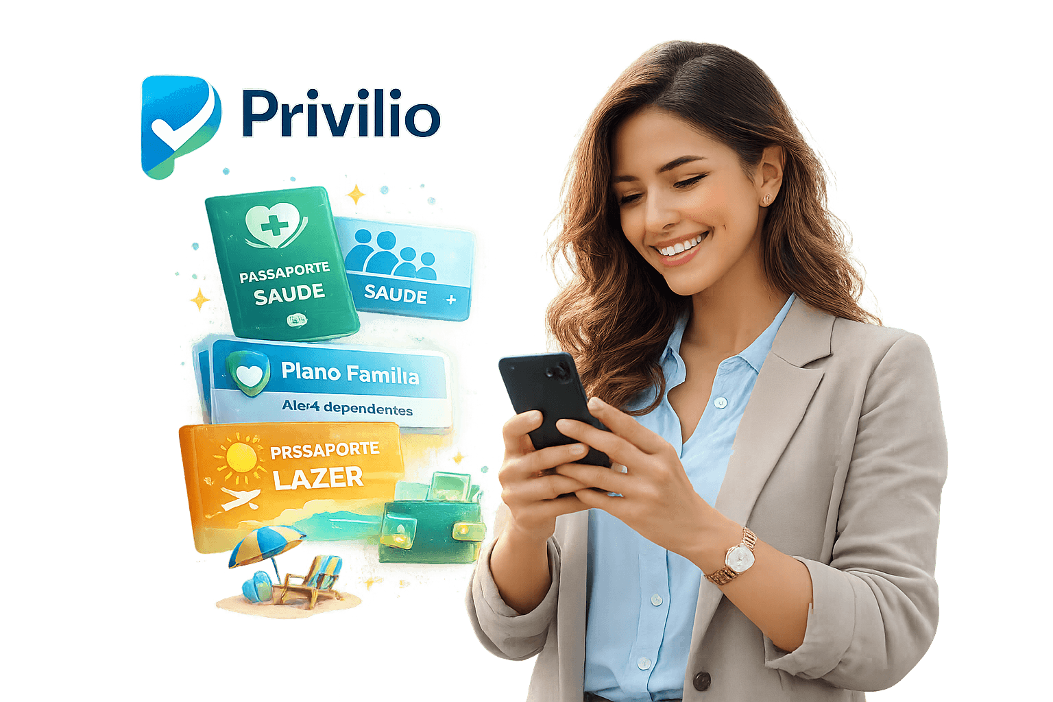 Pessoa utilizando os benefícios da plataforma Privilio